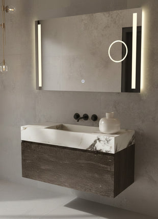 Vtw Living - Badkamerspiegel met Verlichting en Verwarming - Spiegel met Vergrootglas - 120 x 80 cm