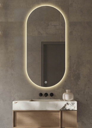 Vtw Living - Badkamerspiegel Ovaal met LED Verlichting en Verwarming 50 x 100 cm