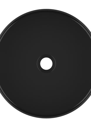 Vtw Living - Waskom Rond Mat Zwart Keramiek - Opbouwwaskom 40 cm