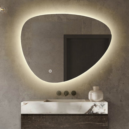 Badkamerspiegel met LED Verlichting - Asymmetrisch - Anti Condens Verwarming - 120 x 80 cm