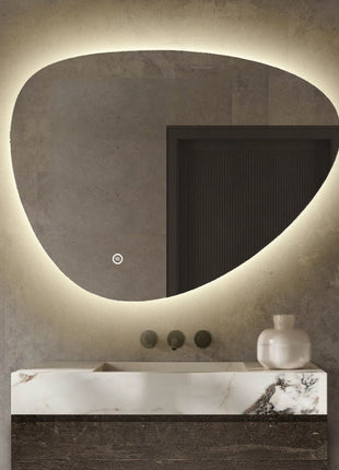 Badkamerspiegel met LED Verlichting - Asymmetrisch - Anti Condens Verwarming - 100 x 70 cm
