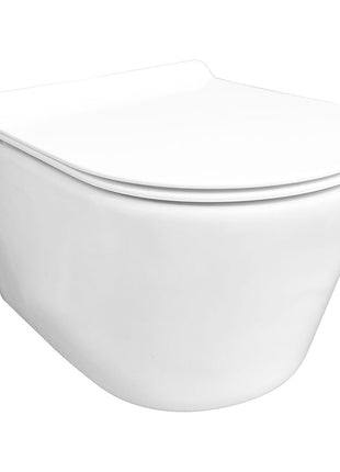 Vtw Living - Hangtoilet Glans Wit - Toiletpot Randloos Met Toiletbril - Softclose Zitting - Hangend