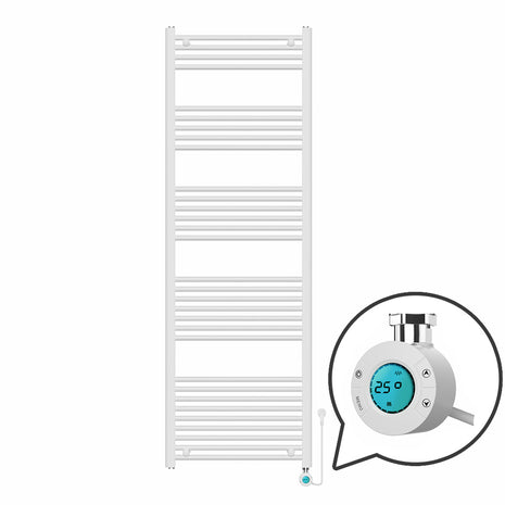 Handdoekradiator Elektrisch met Digitale Thermostaat - Radiator Badkamer - 1800 × 600 mm - Mat wit - 900 Watt