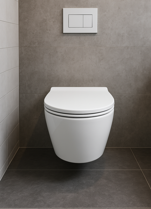 Vtw Living - Hangtoilet Glans Wit - Toiletpot Randloos Met Toiletbril - Softclose Zitting - Hangend