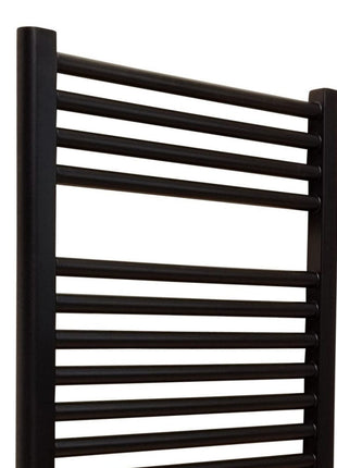 Vtw Living - Handdoekradiator Badkamer met Aansluit Set en Thermostaat - 1200 × 500 mm - Mat Zwart