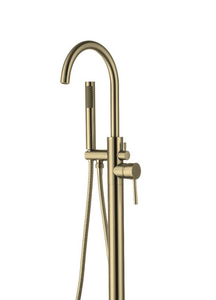 Vtw Living - Vrijstaande Badkraan met Handdouche - Bad Mengkraan Geborsteld Messing - Goud - 114 cm
