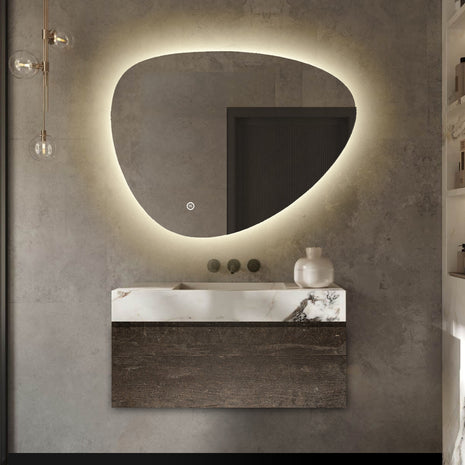 Badkamerspiegel met LED Verlichting - Asymmetrisch - Anti Condens Verwarming - 120 x 80 cm