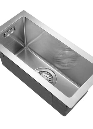 Vtw Living - RVS Spoelbak 16,5 X 38,5 Cm - Inclusief Aansluitset - Zonder Kraangat