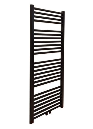 Vtw Living - Handdoekradiator Badkamer met Aansluit Set en Thermostaat - 1200 × 500 mm - Mat Zwart