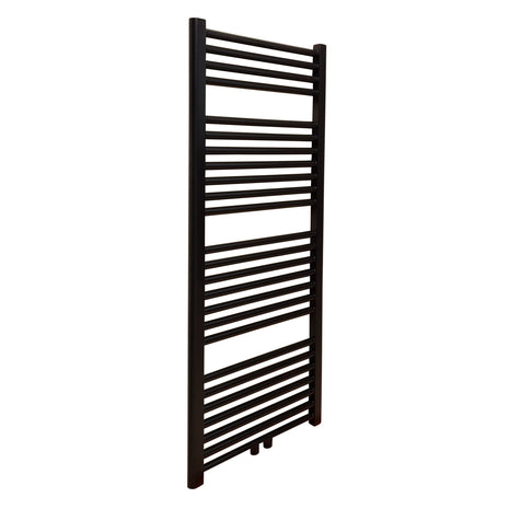 Vtw Living - Handdoekradiator Badkamer met Aansluit Set en Thermostaat - 1200 × 500 mm - Mat Zwart