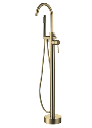 Vtw Living - Vrijstaande Badkraan met Handdouche - Bad Mengkraan Geborsteld Messing - Goud - 114 cm