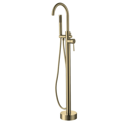 Vtw Living - Vrijstaande Badkraan met Handdouche - Bad Mengkraan Geborsteld Messing - Goud - 114 cm
