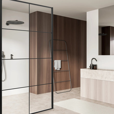 Inloopdouche - Douchewand Mat Zwart Aluminium Raster - Nano Coating - Veiligheidsglas - 80 x 200 cm