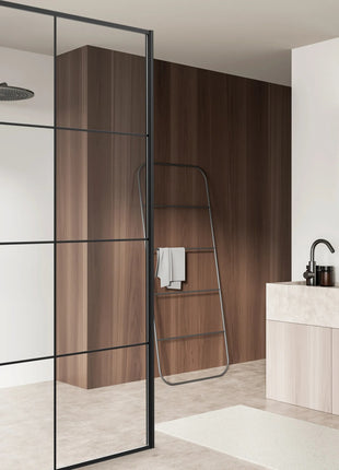 Inloopdouche - Douchewand Mat Zwart Aluminium Raster - Nano Coating - Veiligheidsglas - 90 x 200 cm