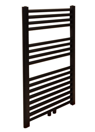 Vtw Living - Handdoekradiator Badkamer met Aansluit Set en Thermostaat - 800 × 500 mm - Mat Zwart