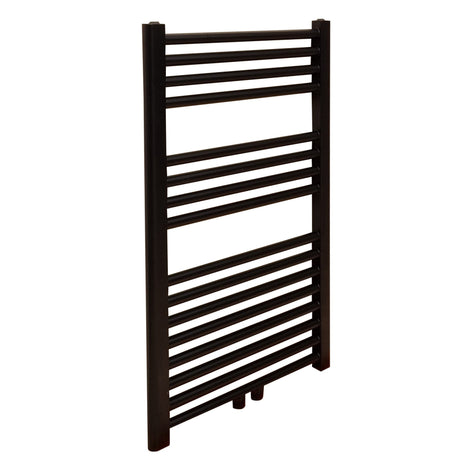 Vtw Living - Handdoekradiator Badkamer met Aansluit Set en Thermostaat - 800 × 500 mm - Mat Zwart