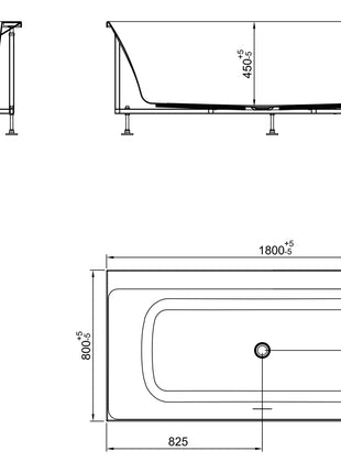 Vtw Living - Hoekbad - Ligbad Glans Wit 180 × 80 Cm - Links