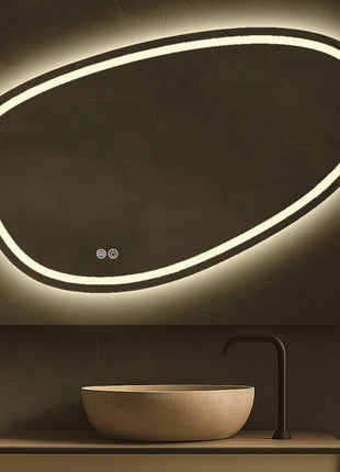 Vtw Living - Badkamerspiegel met LED Verlichting - Asymmetrisch - Spiegel met Verwarming - 100 cm