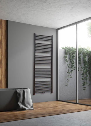 Vtw Living - Handdoekradiator Badkamer met Aansluit Set en Thermostaat - 1600 × 500 mm - Mat Zwart