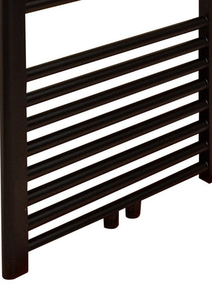 Vtw Living - Handdoekradiator Badkamer met Aansluit Set en Thermostaat - 800 × 500 mm - Mat Zwart