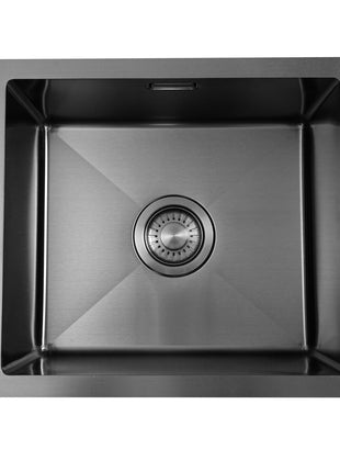 Vtw Living - Rvs Spoelbak 44,5x34,5 Cm Zwart - Inclusief Aansluitset - Zonder Kraangat