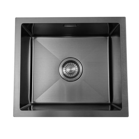 Vtw Living - Rvs Spoelbak 44,5x34,5 Cm Zwart - Inclusief Aansluitset - Zonder Kraangat