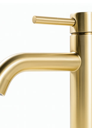 Mengkraan - Wastafelkraan Geborsteld Messing Goud  - Laag model - 17 cm hoog