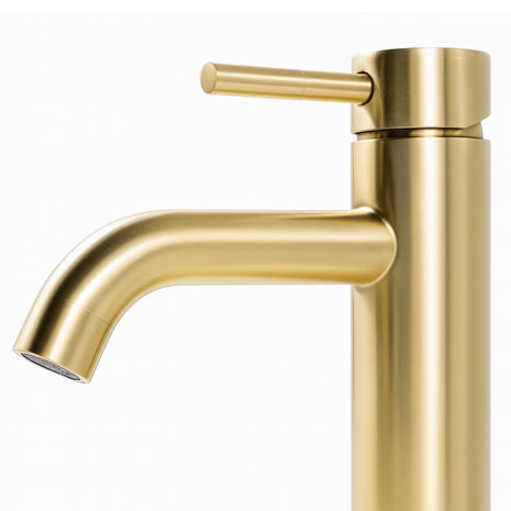 Mengkraan - Wastafelkraan Geborsteld Messing Goud  - Laag model - 17 cm hoog