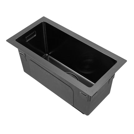 Vtw Living - Rvs Spoelbak 16,5 X 38,5 Cm Zwart - Inclusief Aansluitset - Zonder Kraangat