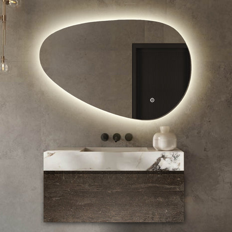 Vtw Living - Badkamerspiegel Asymmetrisch met LED Verlichting en Verwarming 120 cm