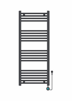Handdoekradiator Elektrisch met Digitale Thermostaat - Radiator Badkamer - 1200 × 500 mm - Mat zwart - 500 Watt