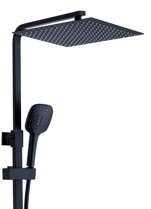 Vtw Living - Regendoucheset met thermostatische mengkraan - Regendouche mat zwart - 25 cm