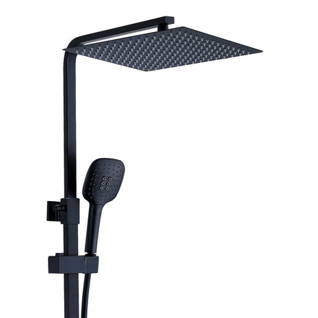 Vtw Living - Regendoucheset met thermostatische mengkraan - Regendouche mat zwart - 25 cm