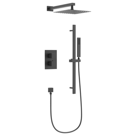 Vtw Living - Inbouw Regendouche met thermostatische mengkraan - Gun metal grijs - 25 cm