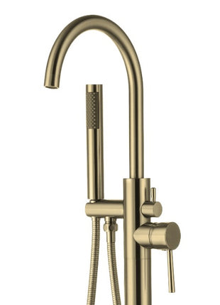Vtw Living - Vrijstaande Badkraan met Handdouche - Bad Mengkraan Geborsteld Messing - Goud - 114 cm