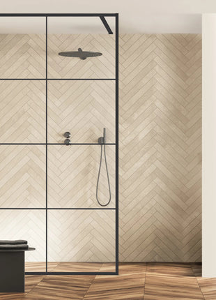 Inloopdouche - Douchewand Mat Zwart Aluminium Raster - Nano Coating - Veiligheidsglas - 80 x 200 cm