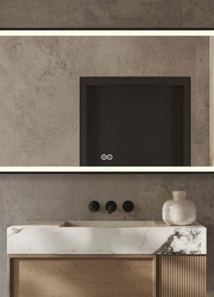 Vtw Living - Badkamerspiegel met Verlichting en Verwarming - Spiegel - Zwart - 120 x 60 cm