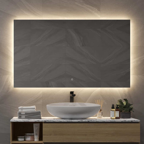 Vtw Living - Badkamerspiegel met Verlichting en Verwarming - Spiegel - 100 x 80 cm