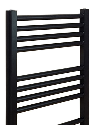 Vtw Living - Handdoekradiator Badkamer met Aansluit Set en Thermostaat - 800 × 450 mm - Mat Zwart