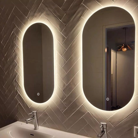 Vtw Living - Badkamerspiegel Ovaal met LED Verlichting en Verwarming 50 x 100 cm