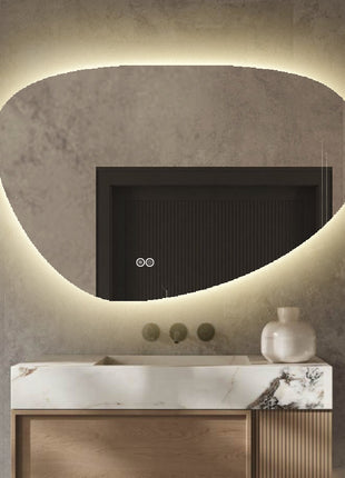 Badkamerspiegel met LED Verlichting - Asymmetrisch - Anti Condens Verwarming - 60 cm