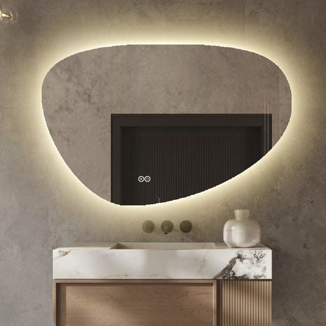 Badkamerspiegel met LED Verlichting - Asymmetrisch - Anti Condens Verwarming - 60 cm