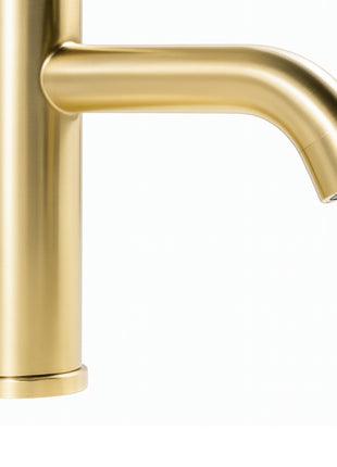 Mengkraan - Wastafelkraan Geborsteld Messing Goud  - Laag model - 17 cm hoog