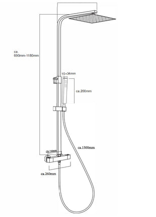 Vtw Living - Regendoucheset Met Thermostatische Mengkraan - Regendouche Chroom - 25 cm