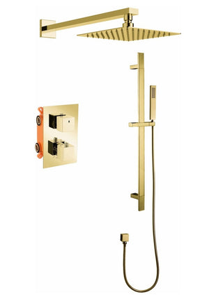 Vtw Living - Inbouw Regendouche met thermostatische mengkraan - Messing goud - 25 cm