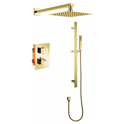Vtw Living - Inbouw Regendouche met thermostatische mengkraan - Messing goud - 25 cm