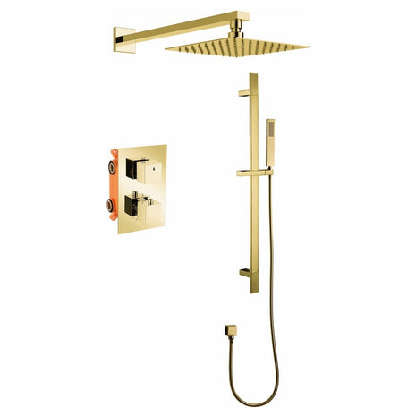 Vtw Living - Inbouw Regendouche met thermostatische mengkraan - Messing goud - 25 cm