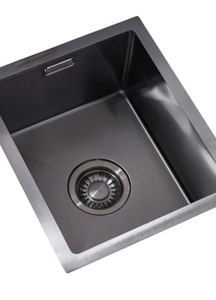 Vtw Living - Rvs Spoelbak 34,5 x 34,5 Cm Zwart - Inclusief Aansluitset - Zonder Kraangat
