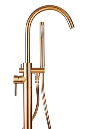 Vrijstaande Badkraan met Handdouche - Vrijstaand Bad Mengkraan Geborsteld Brons - 114 cm