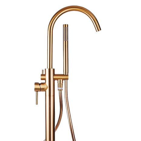 Vrijstaande Badkraan met Handdouche - Vrijstaand Bad Mengkraan Geborsteld Brons - 114 cm